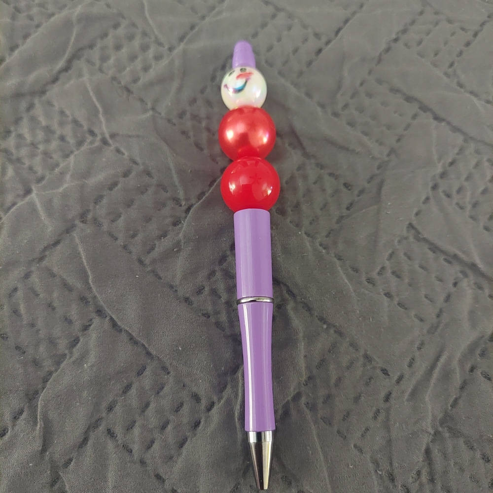 Purple and Red Beaded Pen